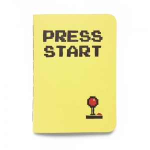 cuaderno de tapa blanda (cosido visto) "press start" hojas en blanco / amarillo limón / 10 x 14 cm :: imagen 1