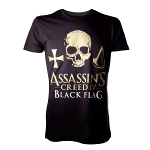 camiseta assassin's creed iv - black flag "golden logo & skull" / Talla S :: imagen 1