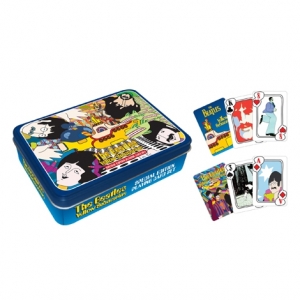 caja metálica con 2 barajas de cartas de póquer the beatles "yellow submarine" :: imagen 1