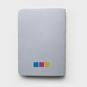 cuaderno de tapa blanda (cosido visto) "círculos cmyk" hojas en blanco / gris / 10 x 14 cm :: imagen 2