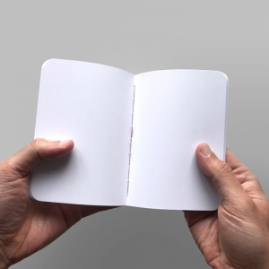 cuaderno de tapa blanda (cosido visto) "círculos cmyk" hojas en blanco / gris / 10 x 14 cm :: imagen 3