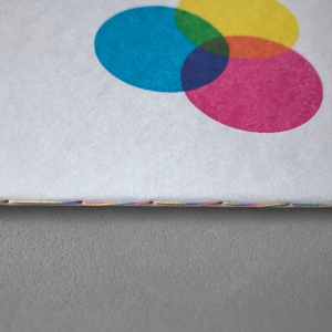 cuaderno de tapa blanda (cosido visto) "círculos cmyk" hojas en blanco / gris / 10 x 14 cm :: imagen 6