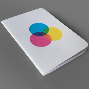 cuaderno de tapa blanda (cosido visto) "círculos cmyk" hojas en blanco / gris / 10 x 14 cm :: imagen 8