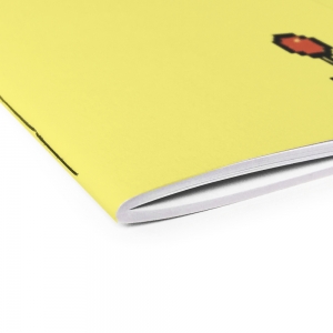 cuaderno de tapa blanda (cosido visto) "press start" hojas en blanco / amarillo limón / 10 x 14 cm :: imagen 4