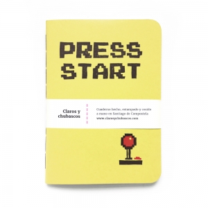 cuaderno de tapa blanda (cosido visto) "press start" hojas en blanco / amarillo limón / 10 x 14 cm :: imagen 6