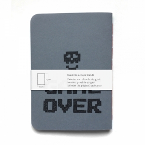 cuaderno de tapa blanda (cosido visto) "press start" hojas en blanco / gris oscuro / 10 x 14 cm :: imagen 7