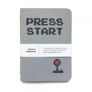 cuaderno de tapa blanda (cosido visto) "press start" hojas en blanco / gris claro / 10 x 14 cm :: imagen 6