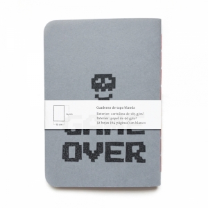 cuaderno de tapa blanda (cosido visto) "press start" hojas en blanco / gris claro / 10 x 14 cm :: imagen 7