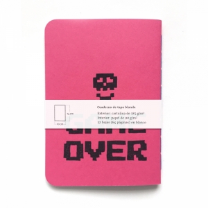 cuaderno de tapa blanda (cosido visto) "press start" hojas en blanco / rosa fucsia / 10 x 14 cm :: imagen 7