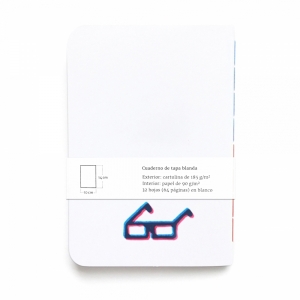 cuaderno de tapa blanda (cosido visto) "gafas 3d" hojas en blanco / blanco / 10 x 14 cm :: imagen 9