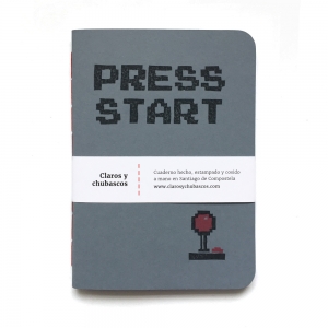 cuaderno de tapa blanda (cosido visto) "press start" hojas en blanco / gris oscuro / 10 x 14 cm :: imagen 6