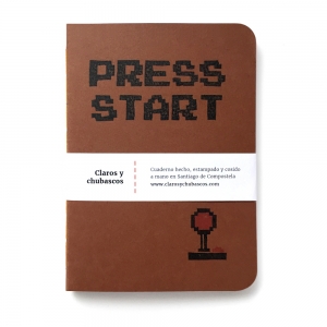 cuaderno de tapa blanda (cosido visto) "press start" hojas en blanco / marrón chocolate / 10 x 14 cm :: imagen 6
